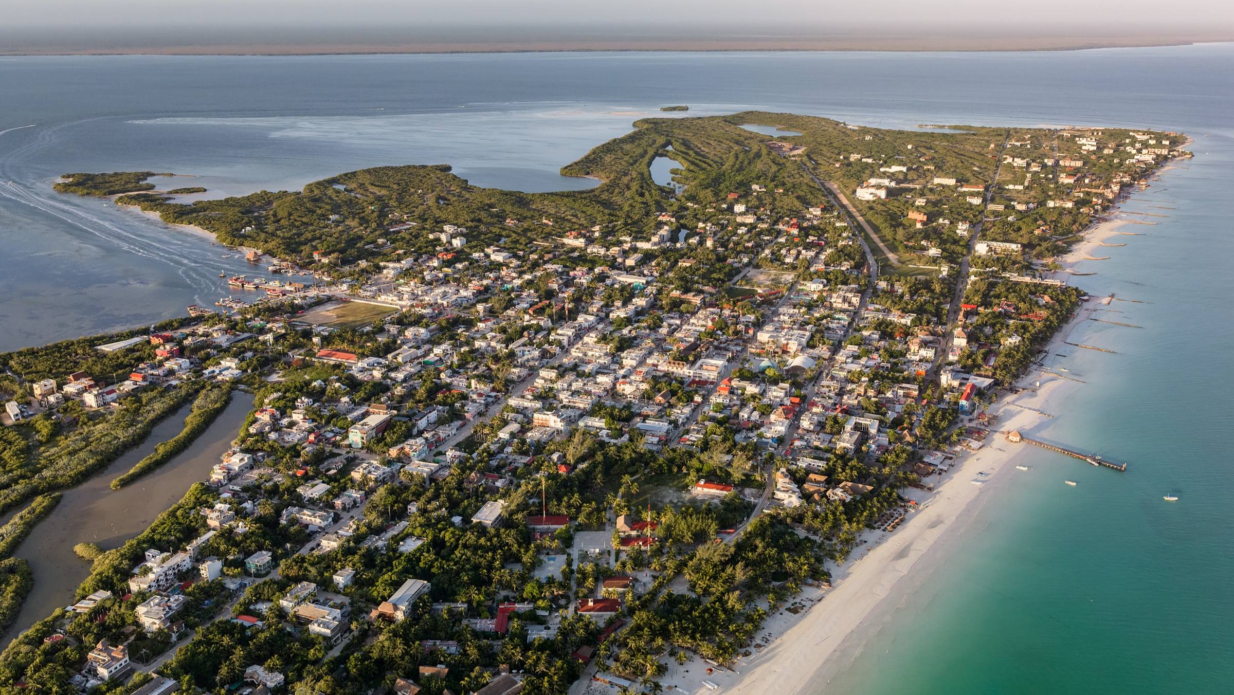 Aerial view of Holbox town